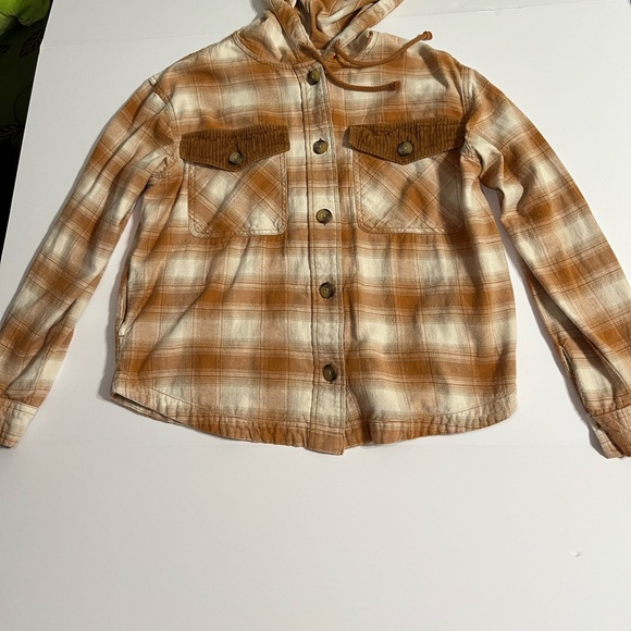 Maunces Jackets & Blazers - Women's Plaid Utility Jacket in Tan and Cream